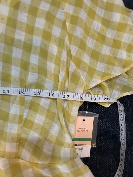 Nanette Lepore Yellow and White Gingham Button-Front Blouse - Picture 6 of 7
